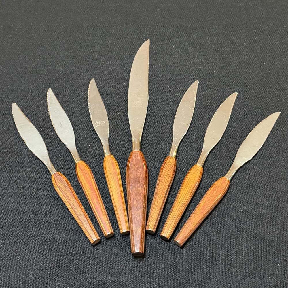 Fleetwood Designer Stainless Carving And Steak Knife Set Teak Wood